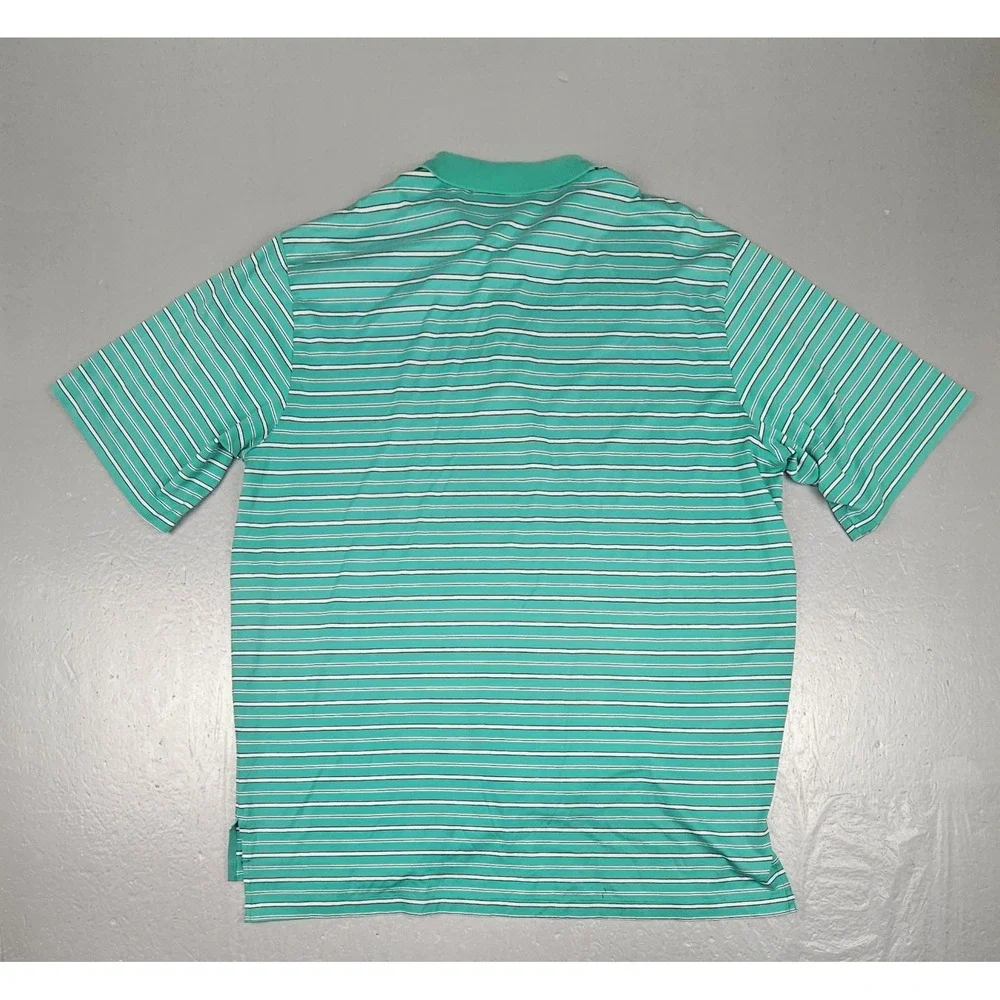 VTG Polo Golf Ralph Lauren Polo Shirt Mens XL Green White Stripe 100% Pima